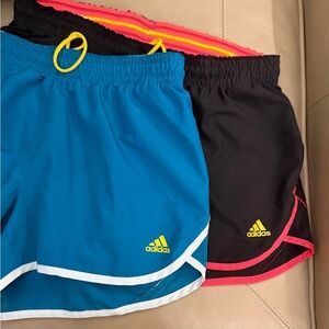 Adidas Bundle Women's Athletic Shorts in Blue & Black with Yellow Logo (WS02)